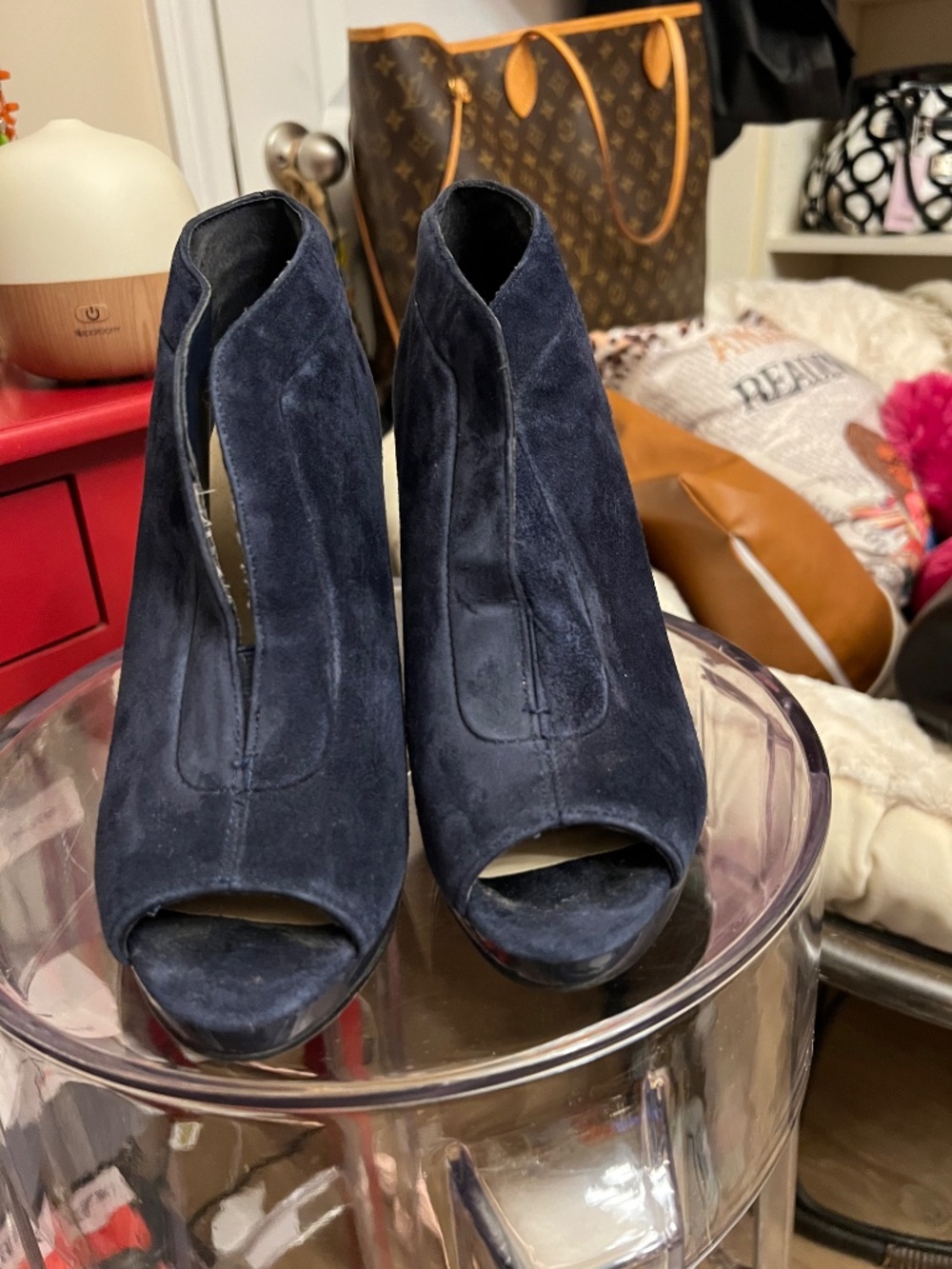Nine West Blue Suede high heel bootie - Picture 3 of 5